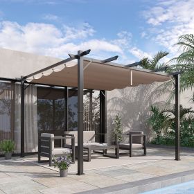10' x 10' Outdoor Pergola Gazebo w/ Retractable Canopy for Patio (Option: Charcoal Gray-1700x415x180 mm)