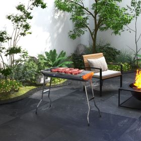 Charcoal Barbecue Grill Stainless Small Portable Folding BBQ Camping Grill for Shish Kabob (Option: Silver-790x415x230 mm)