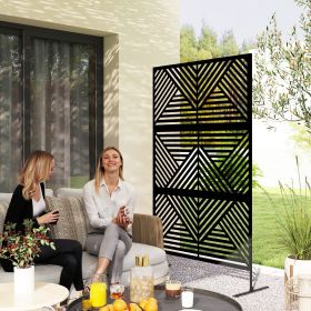 Decorative Privacy Fence Screen (Option: Black/Rhombus-1345x695x95 mm)
