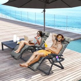 Zero Gravity Lounge Chair Set (Option: Gray-955x300x670 mm)