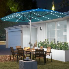 Double-Sided Outdoor Umbrella with Solar Lights (Option: Blue-1640x455x165 mm)