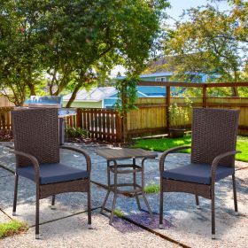Stackable PE Outdoor Dining Chairs with Cushion (Option: Blue-990x520x250 mm)