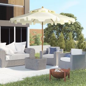 9' Patio Umbrella with Push Button Tilt and Crank (Option: Cream White-1520x150x150 mm)