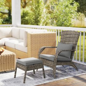 Adirondack Chair Fire Pit Chair w/ Ottoman & Cushions (Option: Gray-780x600x280 mm)