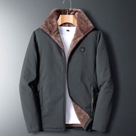 Aulemen Men Winter Jacket Windproof Warm Coat Men's Casual Men Autumn Brand Outwear New Fashion Outdoor Thick Fleece Jacket Man (Color: Gray, size: 5XL(95-105Kg))