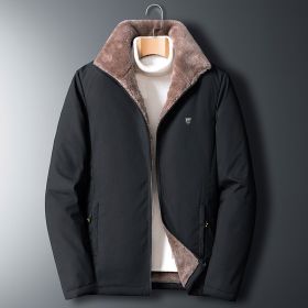 Aulemen Men Winter Jacket Windproof Warm Coat Men's Casual Men Autumn Brand Outwear New Fashion Outdoor Thick Fleece Jacket Man (Color: Black, size: XL(60-67.5Kg))
